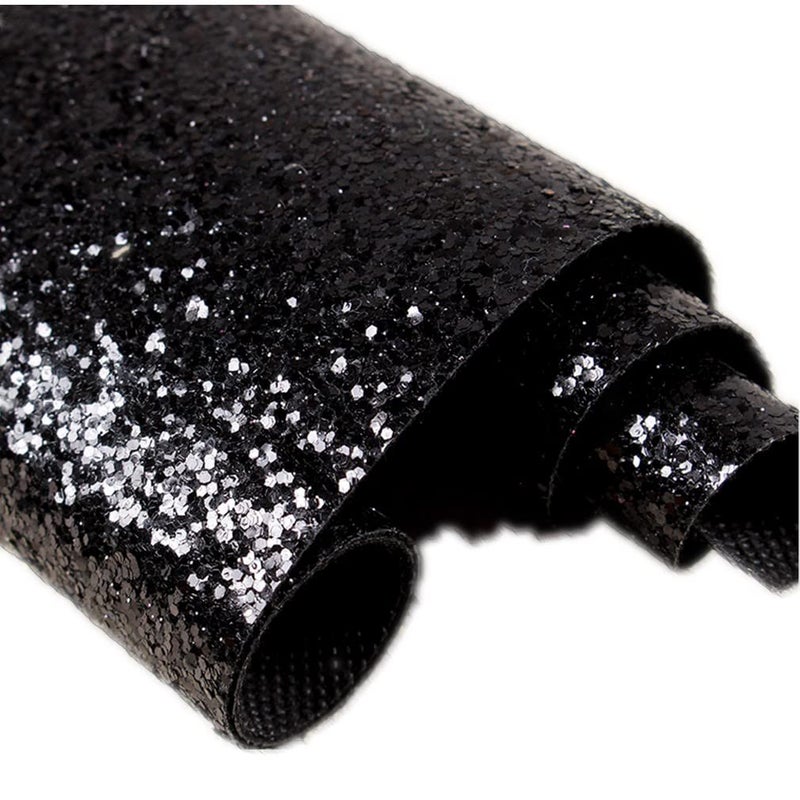 DHHOUSE Self Adhesive Black Chunky Glitter Wallpaper, Sparkle Glitter Wallpaper for Wall (17.4in x 16.4ft, Black) - Image 1